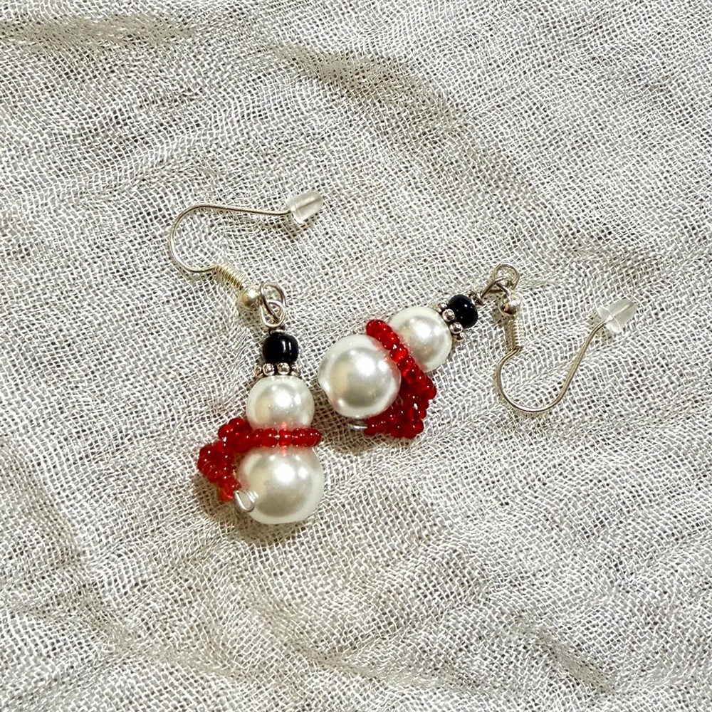 Handmade Snowman Earrings - Picture 1 of 1
